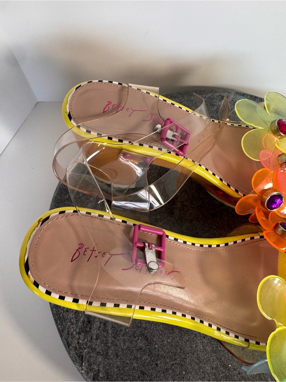 Betsey Johnson Beckket Flower Block Heels Sandals 8 - Picture 10 of 14